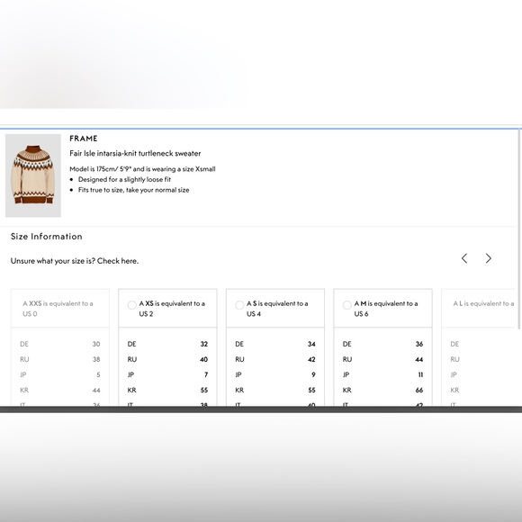 Claudia Schiffer + Frame Merino Wool Fair Isle Turtleneck Sweater NWT - Picture 15 of 15